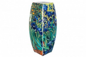 Ваза квадратная 3 л с рисунком 'Ирисы', 12,5x12,5x28 см, NEW BONE CHINA