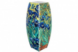 Ваза квадратная 3 л с рисунком 'Ирисы', 12,5x12,5x28 см, NEW BONE CHINA