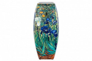 Ваза квадратная 3 л с рисунком 'Ирисы', 12,5x12,5x28 см, NEW BONE CHINA
