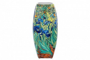 Ваза квадратная 3 л с рисунком 'Ирисы', 12,5x12,5x28 см, NEW BONE CHINA