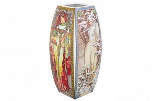 Квадратная ваза "Времена года", 1,5 л, 11x11x21 см, NEW BONE CHINA