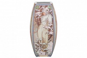 Квадратная ваза "Времена года", 1,5 л, 11x11x21 см, NEW BONE CHINA