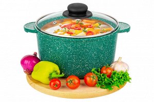 Кастрюля 3 л ГАРМОНИЯ ВКУСА "Изумруд" с крышкой, диаметр 20 см, размеры 26,5х21х16 см