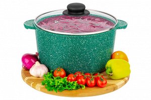 Кастрюля 4 л ГАРМОНИЯ ВКУСА "Изумруд" с крышкой, диаметр 22 см, размеры 28,5x23x17 см