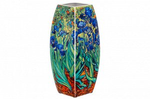 Квадратная ваза 2 л "Ирисы" 11,5x11,5x25 см из новой фарфоровой керамики