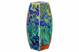 Квадратная ваза 2 л "Ирисы" 11,5x11,5x25 см из новой фарфоровой керамики