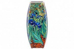 Квадратная ваза 2 л "Ирисы" 11,5x11,5x25 см из новой фарфоровой керамики