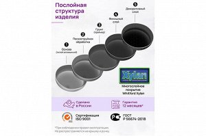 Кастрюля 3 л с крышкой "Черный мрамор" ГАРМОНИЯ ВКУСА, диаметр 20 см, для духовки, 28,5*21*20 см