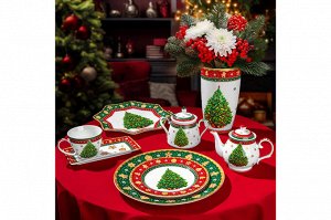 Чайник 380 мл "Новогодняя елка" с красным узором из NEW BONE CHINA