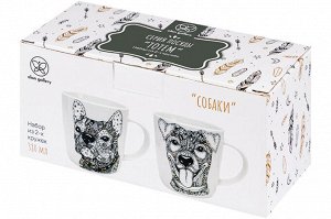 Набор кружек 2 шт. 380 мл с дизайном 'Собаки', Bone China