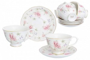 Чайный набор "Диана" из 12 чашек на ножке, 250 мл, фарфор NEW BONE CHINA