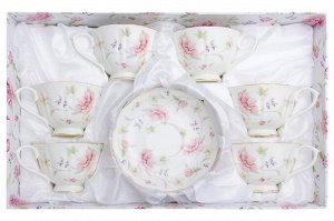 Чайный набор "Диана" из 12 чашек на ножке, 250 мл, фарфор NEW BONE CHINA