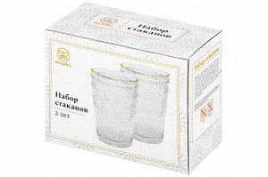 Набор стеклянных стаканов с золотым кантом, 360 мл, 2 шт.