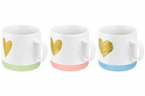 Набор кружек 3 шт. 380 мл с узором 'Сердце', NEW BONE CHINA