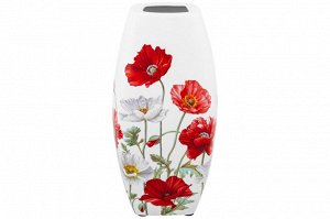 Ваза квадратная 1,5 л с узором "Маки", NEW BONE CHINA, 11x11x21 см