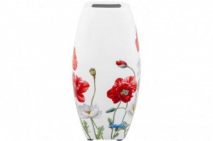 Ваза квадратная 1,5 л с узором "Маки", NEW BONE CHINA, 11x11x21 см
