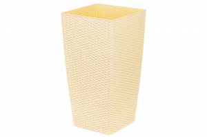 Кашпо "Камелия" 42 л, 29,5x29,5x57 см, ротанг, слоновая кость (модель 569)