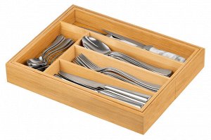 Раздвижной лоток для столовых приборов из бамбука 33,5x25,5x5 см