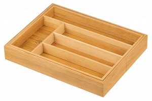 Раздвижной лоток для столовых приборов из бамбука 33,5x25,5x5 см