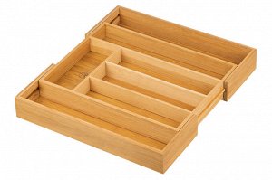 Раздвижной лоток для столовых приборов из бамбука 33,5x25,5x5 см