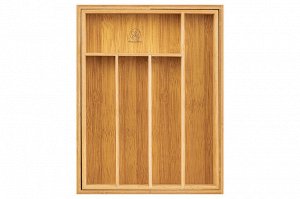 Раздвижной лоток для столовых приборов из бамбука 33,5x25,5x5 см