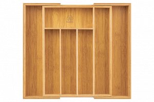 Раздвижной лоток для столовых приборов из бамбука 33,5x25,5x5 см