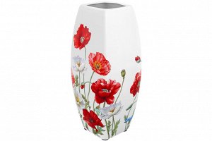 Квадратная ваза 3,15 л "Маки" из NEW BONE CHINA, 12,5x12,5x30 см