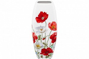 Квадратная ваза 3,15 л "Маки" из NEW BONE CHINA, 12,5x12,5x30 см