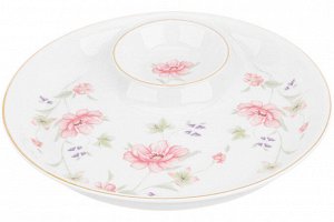 Блюдо с соусницей "Диана" 22x22x2.8 см, фарфор NEW BONE CHINA
