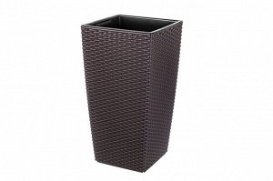 Кашпо "Камелия" 20 л, 24,5x24,5x46,5 см, ротанг, венге (модель 594)