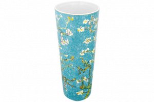 Ваза "Цветущий миндаль" 2,4 л, бирюзовая, NEW BONE CHINA (16,5x12,5x28,5 см)