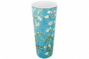 Ваза "Цветущий миндаль" 2,4 л, бирюзовая, NEW BONE CHINA (16,5x12,5x28,5 см)