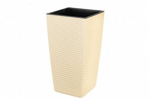Кашпо "Камелия" 20 л, ротанг, слоновая кость, 24,5x24,5x46,5 см (модель 594)