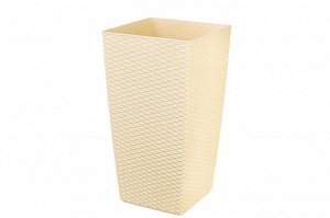 Кашпо "Камелия" 20 л, ротанг, слоновая кость, 24,5x24,5x46,5 см (модель 594)