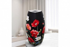 Ваза квадратная 1,5 л 11x11x21 см с рисунком "Маки на черном" из NEW BONE CHINA
