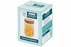 Банка для хранения 1,35 л с бамбуковой крышкой, рифленое стекло 13x13x16,5 см