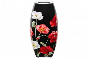 Ваза квадратная 1,5 л 11x11x21 см с рисунком "Маки на черном" из NEW BONE CHINA