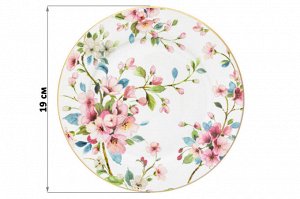 Набор десертных тарелок 2 шт. 19x19x2 см "Яблоневый цвет на белом" из NEW BONE CHINA