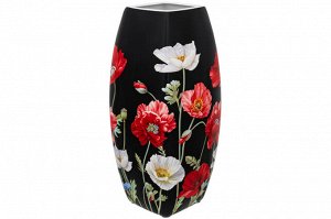 Квадратная ваза 2,2 л "Маки на черном" из NEW BONE CHINA, 11,5x11,5x26 см