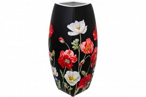 Квадратная ваза 3,15 л "Маки на черном" из NEW BONE CHINA, 12,5x12,5x30 см