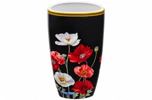 Ваза NEW BONE CHINA 1,5 л с рисунком "Маки на черном", 12,5*9,5*22 см