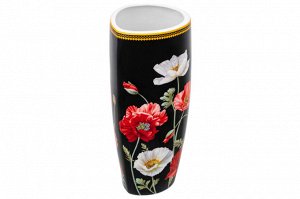 Ваза NEW BONE CHINA 1,5 л с рисунком "Маки на черном", 12,5*9,5*22 см