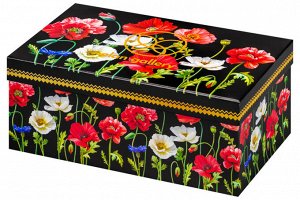 Ваза NEW BONE CHINA 1,5 л с рисунком "Маки на черном", 12,5*9,5*22 см