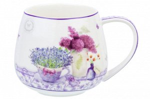Кружка «Лаванда» 450 мл из NEW BONE CHINA, бочонок 13x10x8.5 см