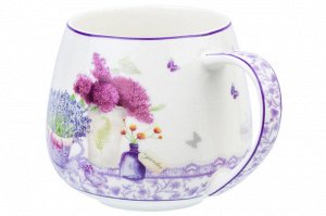 Кружка «Лаванда» 450 мл из NEW BONE CHINA, бочонок 13x10x8.5 см