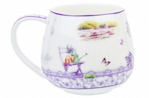 Кружка «Лаванда» 450 мл из NEW BONE CHINA, бочонок 13x10x8.5 см