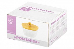 Банка для печенья 760 мл с деревянной крышкой "Ромбики", 14,8x14,8x11,5 см