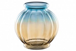 Ваза стеклянная бежево-голубая 21x21x21.5 см