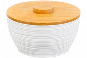 Банка для печенья 700 мл с деревянной крышкой, 14,5x14,5x7,5 см "Шелк"
