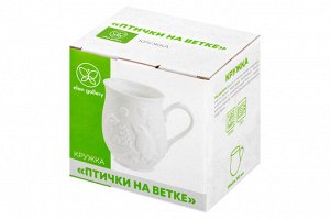 Кружка "Птички на ветке" 350 мл, бочонок (11,5*9*9,5 см)